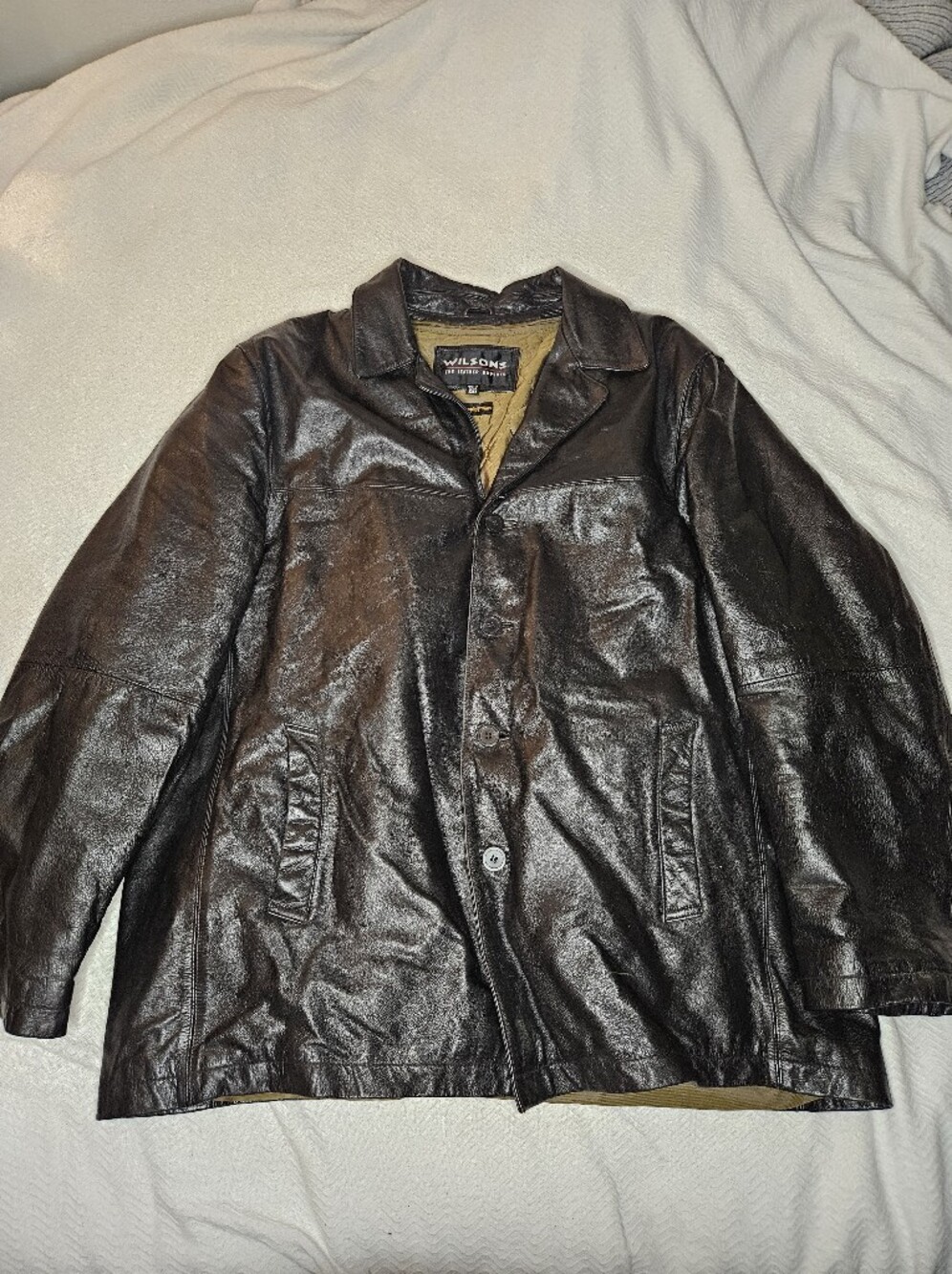 Wilsons Leather Men's Dark Brown Leather Button-Front Jacket